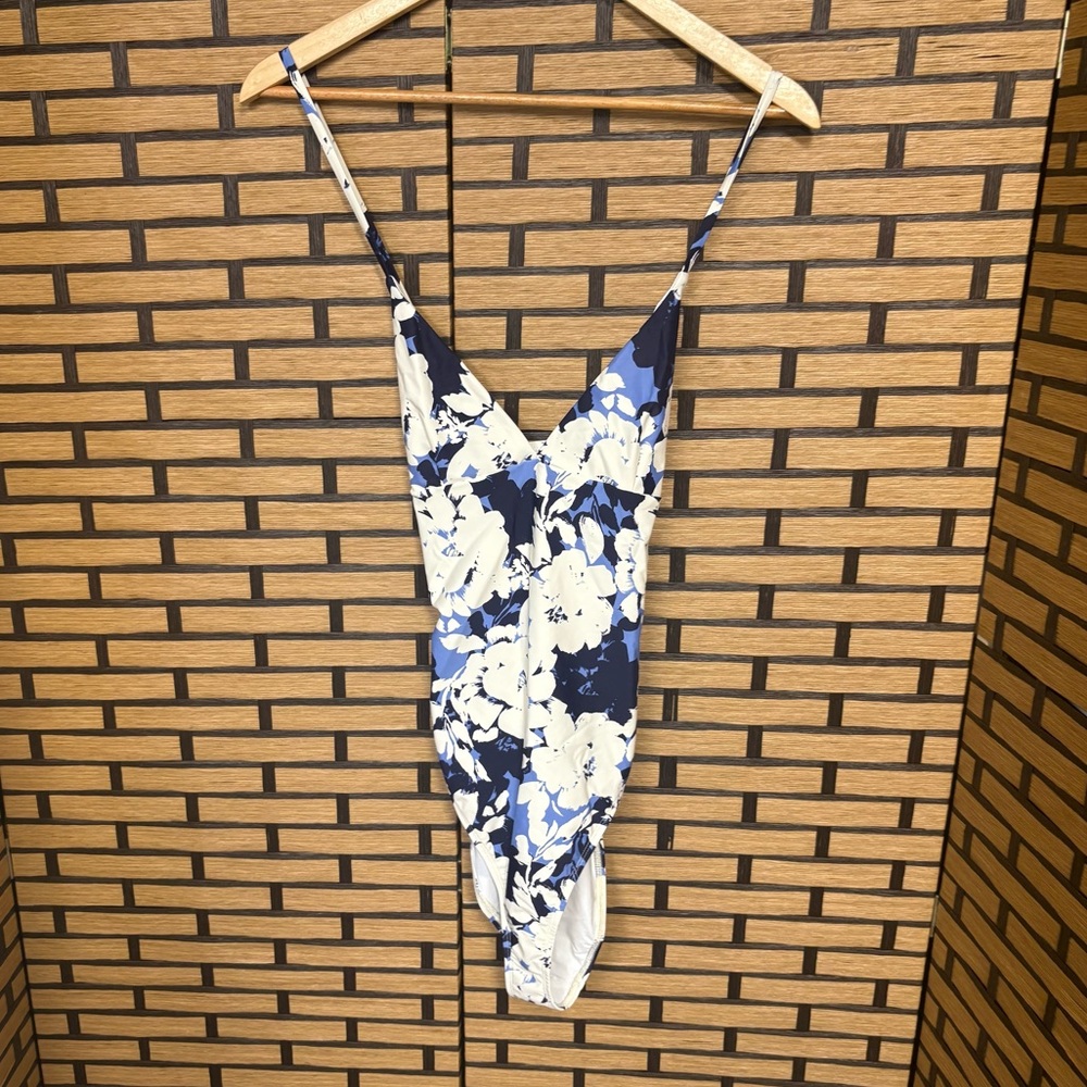 Tanya Taylor White And Blue One Piece‎ Swimsuit Size XL